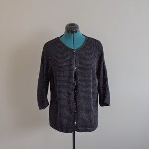 Black Crochet Knit Oversized European Cardigan